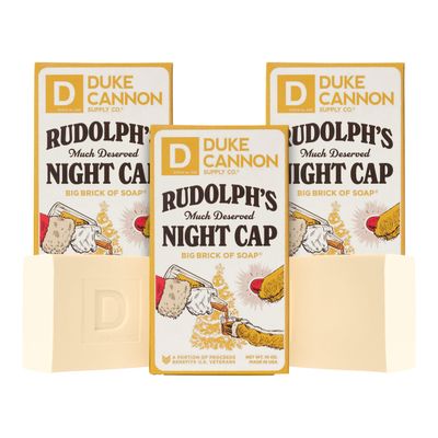 Duke Cannon Supply Co. Big Brick of Soap Bar for Men Holiday Edition - Rudolph's Much Deserved Night Cap (Cinnamon and Antique Wood Scent), 10 oz. (3 Pack)