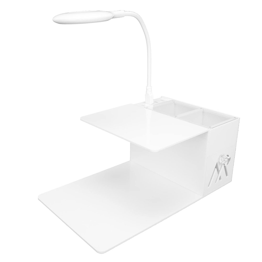 Acrylic Eyelash Extension Shelf with Adjustable USB LED Light, Ergonomic Makeup Tool Organizer Stand, Dust Proof Blue Light, Rechargeable Drawer Style Lash Workstation