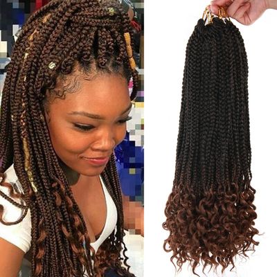 20 Inch 144 Roots/pack Crochet Braids Box Braids Crochet Hair For Women Black Crochet Braid Hair With Curly Ends Box Braids Crochet Hair Braiding Hair Extensions (20inch, 1B/30#)