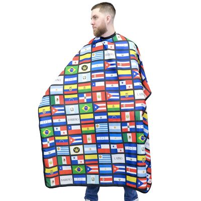 Barber Cape Professional Latino Flags Hair Cutting Cape Capa De Barbero Latino Waterproof Barber Salon Cape, Hair Resistant Barber Cape for Men, Adjustable Neck Closure, Fits All