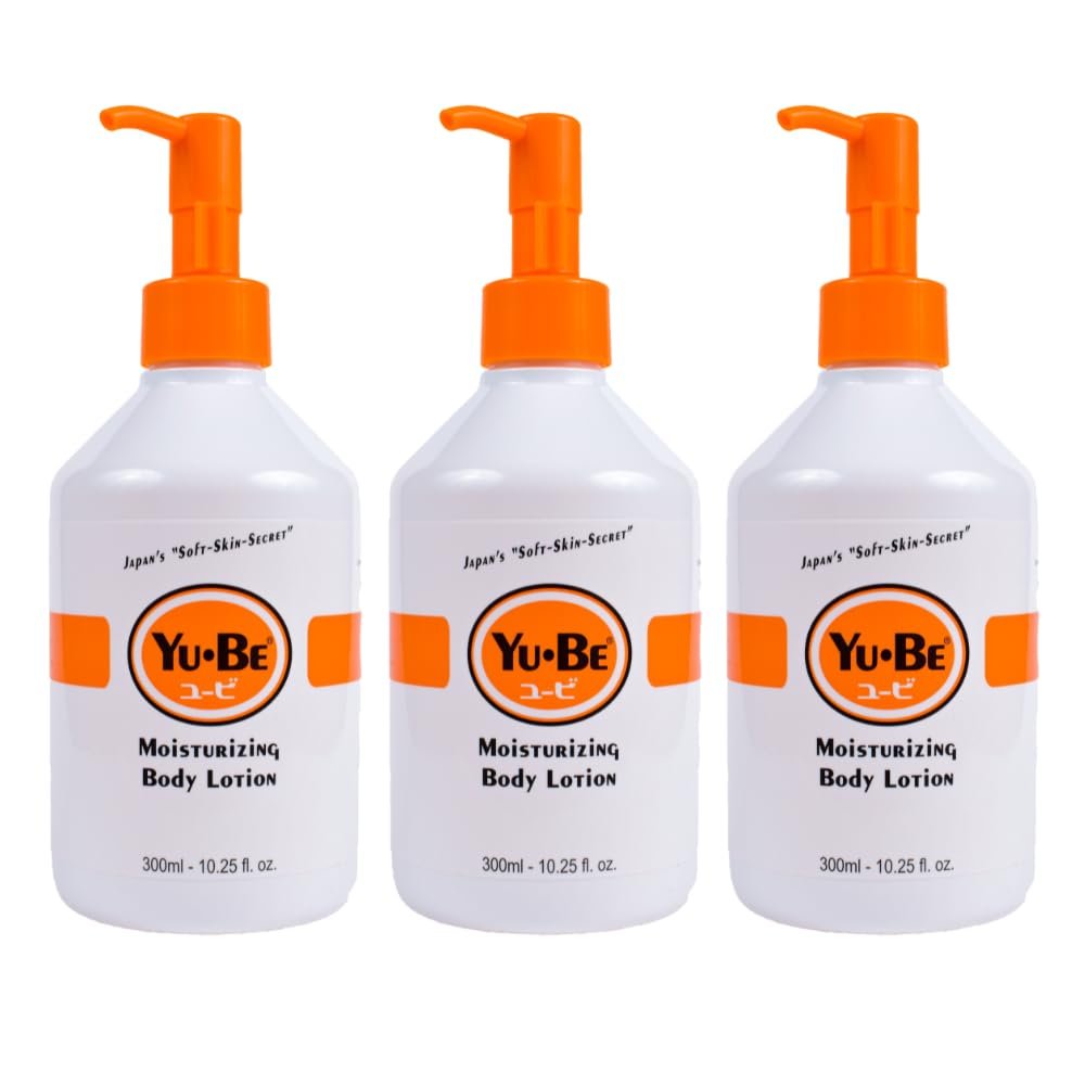 Yu-Be Hand & Body Lotion Deeply Hydrating Moisturizer Pump Bottle (Trio) for Extra-Dry Skin - Day & Night Daily Moisturizing Skin Cream | Good For Cracked Heels I Non-Greasy - 10.25 Fl. Oz. (3 pcs)
