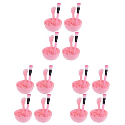 FRCOLOR 12sets Diy Facial Mask Tool Pink Mixing Bowl Brush Measuring Spoon and Spray Bottle for Skincare and Beauty Treatments Includes Cleansing Sponge for Easy Application