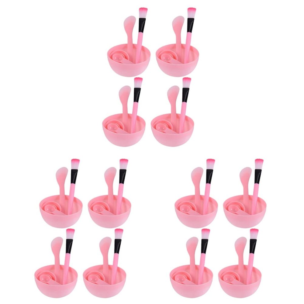 FRCOLOR 12sets Diy Facial Mask Tool Pink Mixing Bowl Brush Measuring Spoon and Spray Bottle for Skincare and Beauty Treatments Includes Cleansing Sponge for Easy Application