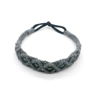 DUOMAIM Crochet Headbands for Women Handmade Knitted Boho Hairband Plain Headwrap Yoga Workout Vintage Hair Accessories dark grey