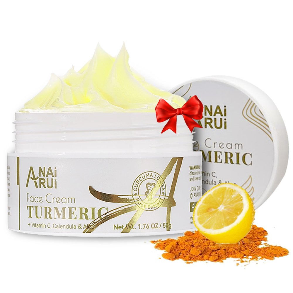 ANAI RUI Facial Moisturizer, Turmeric Face Cream with Vitamin C for Hydrating, Firming, Tightening Skin, Turmeric Vitamin C Cream for Dark Spots, Dry Skin, 1.76 OZ