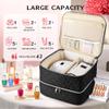 DreamGenius Nail Polish Organizer Case Holds 42 Bottles, Portable Double-Layer Nail Polish Storage Bag with Adjustable Dividers for Manicure Tools, Black view 2