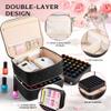 DreamGenius Nail Polish Organizer Case Holds 42 Bottles, Portable Double-Layer Nail Polish Storage Bag with Adjustable Dividers for Manicure Tools, Black view 4