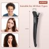 AIMIKE 12pcs Professional Hair Clips for Styling Sectioning, Non Slip No-Trace Duck Billed Hair Clips with Silicone Band, Salon and Home Hair Cutting Clips for Hairdresser, Women, Men -Black 4.3 Long view 2