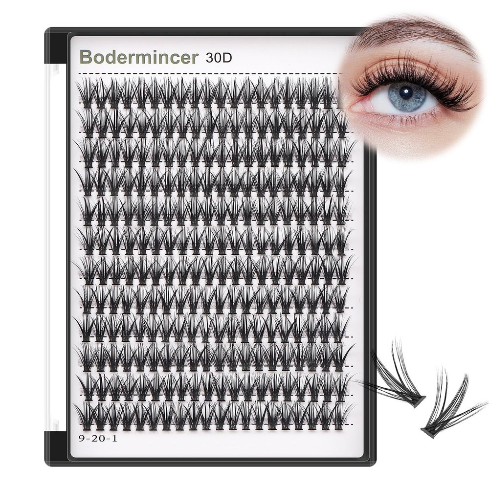 Bodermincer 7D/10D/20D/30D/40D/50D/60D/80D/100D Lash Cluster 240pcs D Curl Individual Cluster Eyelashes Fluffy false Eyelashes Extension Lash Cluster DIY at Home (30D-14mm)