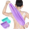 Back Scrubber for Shower Exfoliating Washcloth Back Cloth Body Extended Length Scrubber Towel Nylon Exfoliating Stretchable Pull Strap Wash Cloth for Bath Body Scrub Washcloth 2 Pack (Purple,Mint) view 1