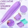 Back Scrubber for Shower Exfoliating Washcloth Back Cloth Body Extended Length Scrubber Towel Nylon Exfoliating Stretchable Pull Strap Wash Cloth for Bath Body Scrub Washcloth 2 Pack (Purple,Mint) view 3