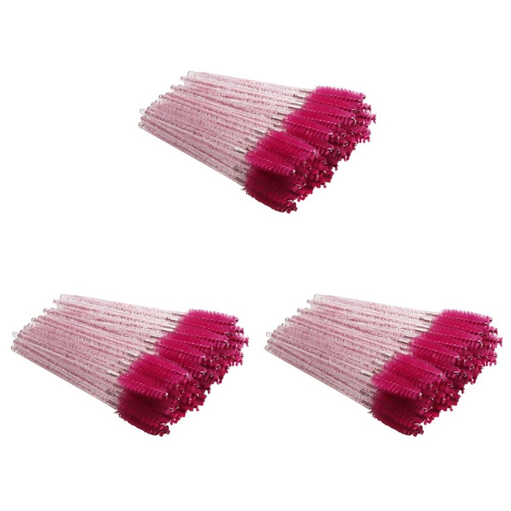 FRCOLOR 300pcs Disposable Eyelash Applicator Brushes Rosy Crystal Rods for Makeup and Eyelash Extensions for Professionals and Personal Use Easy to Carry and Use for Mascara Application