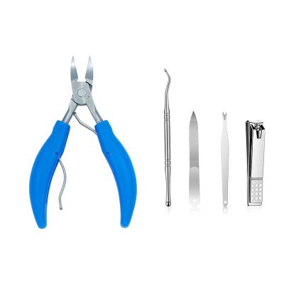 5 Pack Thick Nail Clippers Set, Ingrown Toenail Cutters Pedicure Clippers, Super Sharp Curved Blade Tool, Nail Clippers for Thick Nail and Toenail Senior Nail Clippers with Easy Grip Rubber Handle