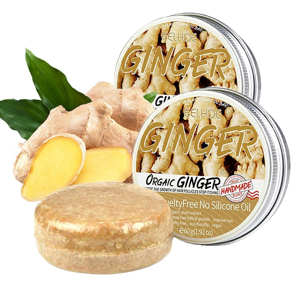 2 Pcs Natural Organic Ginger Shampoo Bars for Hair Growth