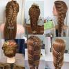 Mannequin Head with 60% Real Hair, Hairdresser Practice Training Head Cosmetology Manikin Doll Head with 9 Tools and Desktop Stand, Air Cushion Comb,Makeup On (Brown) view 3