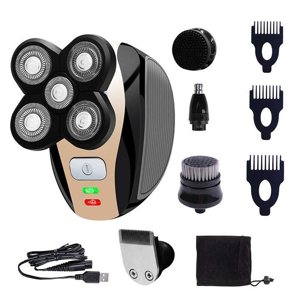 in Shaving Head 1 Hair Bald Rechargeable Trimmer Beard Machine 5 Beauty Instrument Barber Compatible with Machine for Men Cord (Black, One Size)
