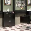 OmySalon Salon Storage Cabinet with Lock, Beauty Barber Salon Styling Station Organizer Equipment,Hair Stylist Station with 5 Hair Dryer Holders,Two Drawers,One Cabinet view 2