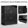 OmySalon Salon Storage Cabinet with Lock, Beauty Barber Salon Styling Station Organizer Equipment,Hair Stylist Station with 5 Hair Dryer Holders,Two Drawers,One Cabinet view 3
