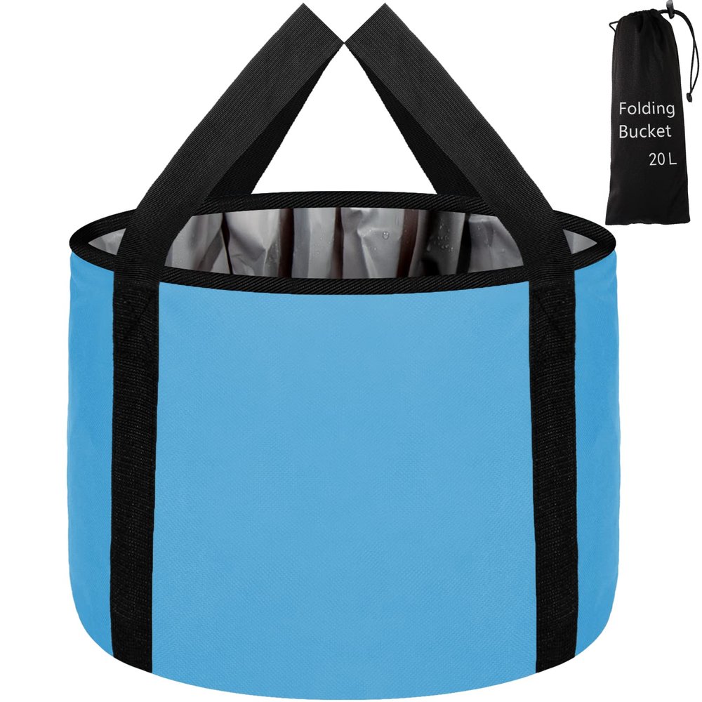 JSVSLTD Foot Bath Basin 20L Collapsible Bucket, Portable Foot Soak Tub Feet Soaking Bucket for Outdoor Travel, Camping, Fishing(Blue)