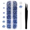 12 Grids 3792pcs Lt.blue Flatback Rhinestones Set for Nail, Art, Crafts, Makeup, Tumblers Glitter Round with Tweezers and Picking Pen(SS6~SS20) view 1