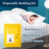 Extguds Disposable Travel Set: Bed Sheet1+Duvet Cover1+Pillow case2+Bath Towels2+Shower Caps2+Plastic Bathtub Bag2+Toilet Seat Covers2+Compression face Towel8+Toothbrushes2+Slippers2 view 2
