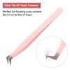 Lash Extension Tweezers Fiber Tips Volume Lash Tweezers Curved Precision Pink Eyelash Tweezers 90 Degree Angle Boot Great for Larger Fans Eyelash Extension Tweezers Professional view 2