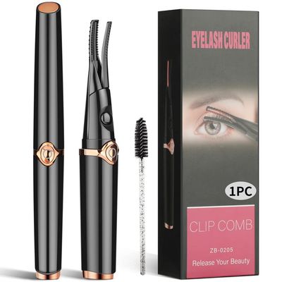 Heated Eyelash Curler, USB Rechargeable Electric Heating Eyelash Curler for Women, 3 Temperature Modes 2 in 1 Clip-Type Eyelash Curler with Built-in Comb Fast Heating & Long Lasting