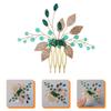 LALAFINA 2pcs Wedding Hair Comb for Bride Crystal Leaves Handmade Bridal Headpiece Elegant and Accessory for Special Occasions view 2