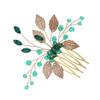 LALAFINA 2pcs Wedding Hair Comb for Bride Crystal Leaves Handmade Bridal Headpiece Elegant and Accessory for Special Occasions view 3