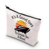 Boating Lover Gift Cruise Trip Gift It's A Good Day To Drink On A Boat Zipper Pouch Makeup Bag (Good Day Boat) view 1