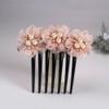 qbodp 2 Pieces Yarn Floral Hair Clip Barrette Imitation Pearls Decorative Hair Accessories Hair Comb 7 Tooth Hair Pins Comb for Women Buns,Light Pink view 1