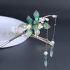 qbodp Metal Hair Sticks Dangle,Green Floral Tassel Chain Hair Chopsticks Elegant Hair Pins Stick Classical Chopsticks Hair Accessories for Thick Hair view 4