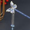 qbodp Cloisonne Butterfly Hair Sticks Dangle,Tassel Chain Hair Chopsticks Elegant Hair Pins Stick Chinese Classical Chopsticks Hair Accessories for Thick Hair view 2