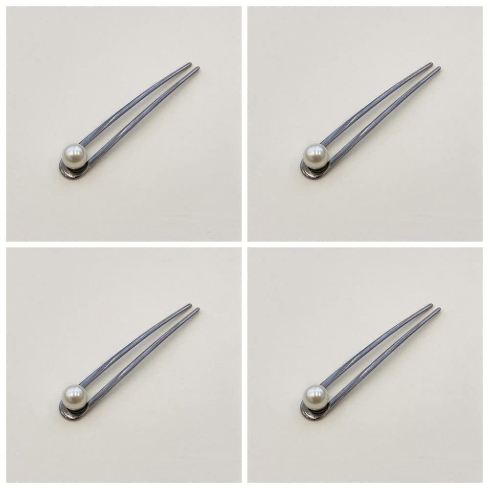 qbodp 4 Pieces U Shape Hair Fork Pearl Decorative Hair Chopsticks Elegant Hair Pins Stick Fashion Simple Chopsticks Hair Accessories for Women Buns,Black