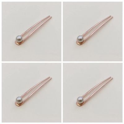 qbodp 4 Pieces U Shape Hair Fork Pearl Decorative Hair Chopsticks Elegant Hair Pins Stick Fashion Simple Chopsticks Hair Accessories for Women Buns,Rose Gold