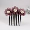 qbodp 2 Pieces Yarn Floral Hair Clip Barrette Imitation Pearls Decorative Hair Accessories Hair Comb 7 Tooth Hair Pins Comb for Women Buns view 1
