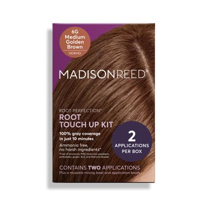 Madison Reed Root Perfection Permanent Root Touch Up, Medium Golden Brown 6G Dervio, 10 Minutes for 100% Gray Root Coverage, Ammonia-Free Hair Dye, Two Applications