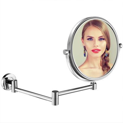 BhjKL Wall Mount Makeup Bathroom Mirror, 8'' Double Sided1x/ 10x Magnification, Cosmetic Mirror, 360 Swivel Vanity Mirror Extension (Silver)