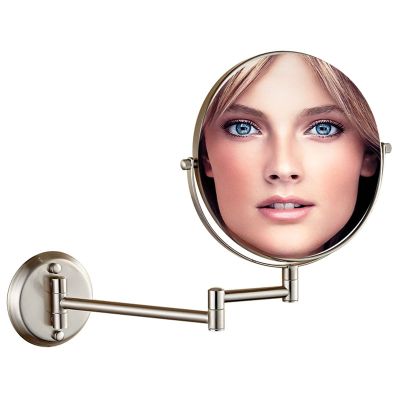 BhjKL Wall Makeup Mirror, Cosmetic Mirror,1X 10X Magnification, Wall Mounted 8 Inch Vanity Mirror, Bathroom Mirror 360 Swivel Extension (Brushed Nickel)