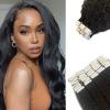 18Inch Kinky Straight Tape in Hair Extensions Human Hair,Kinky Straight Tape in 100% Real Extensions for Black Women 40 Pieces 100G/Set Skin Weft Invisible Double Sided Tape ins Hair Extensions view 1