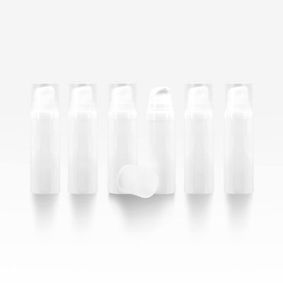 Cosmetic Packaging Now Pure Airless Bottle, 10 ML, White with Frosted Cap (6 Pack)