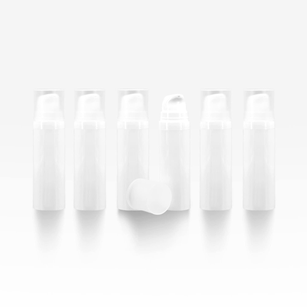 Cosmetic Packaging Now Pure Airless Bottle, 10 ML, White with Frosted Cap (6 Pack)