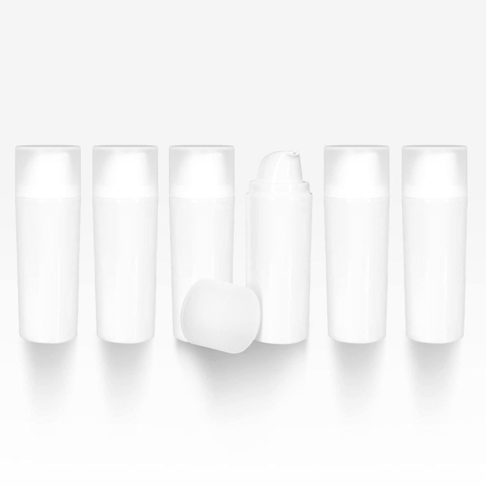 Cosmetic Packaging Now Pure Airless Bottle, 100 ML, White with Frosted Cap (6 Pack)