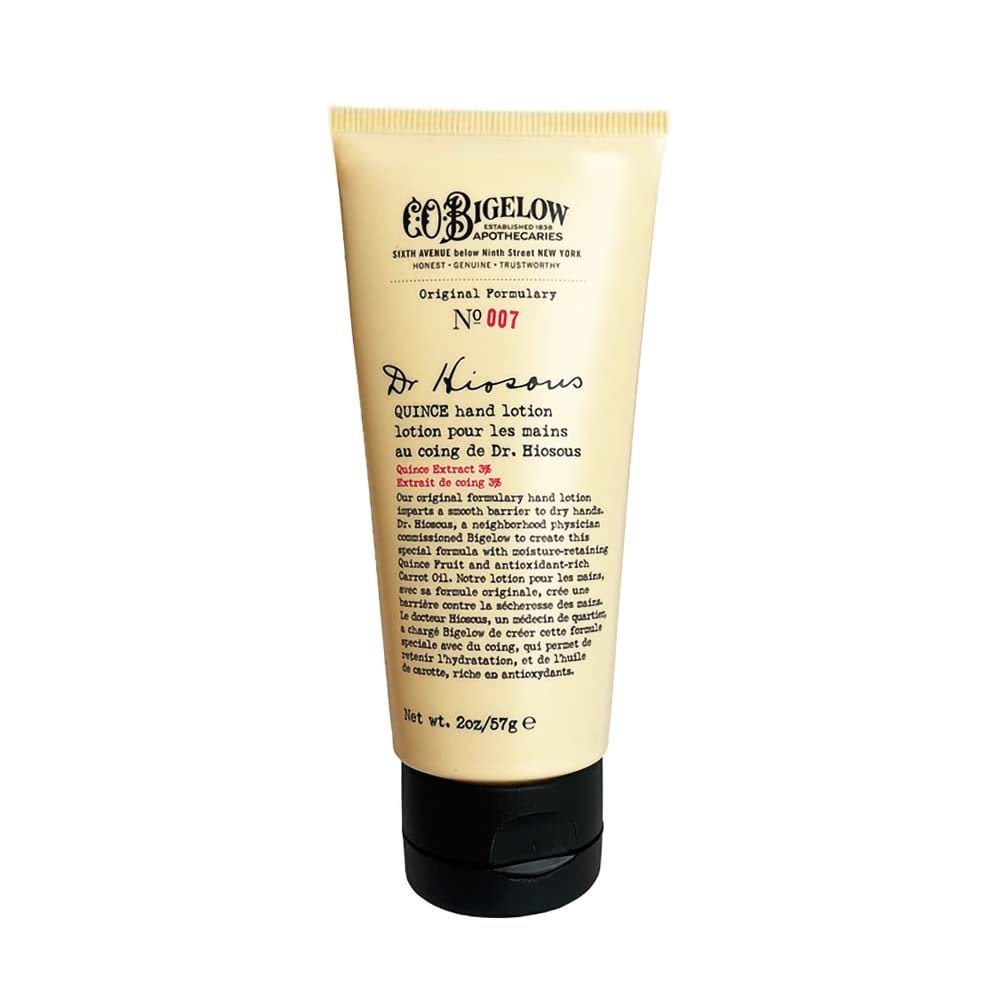 C.O. Bigelow Dr. Hiosous Hand Lotion Travel Size, Deep Hydration Hand Cream with Shea Butter, Quince Extract, Carrot Oil, Moisturizing Lotion for Dry Skin, 2 oz