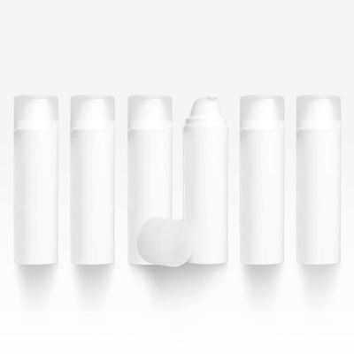 Cosmetic Packaging Now Pure Airless Bottle, 150 ML, White with Frosted Cap (6 Pack)