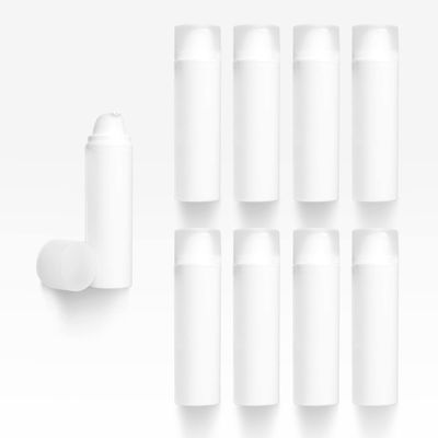 Cosmetic Packaging Now Pure Airless Bottle, 150 ML, White with Frosted Cap (12 Pack)