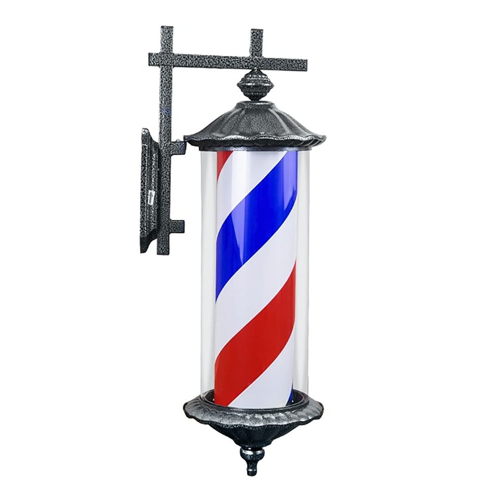 Barber Pole Light Outdoor Barber Shop LED Barbers Pole 76cm European Vintage Hair Salon Logo Waterproof Rotating Light Salon Shop Sign Outdoor Wall Light Barber Pole Sign Barber Pole Light