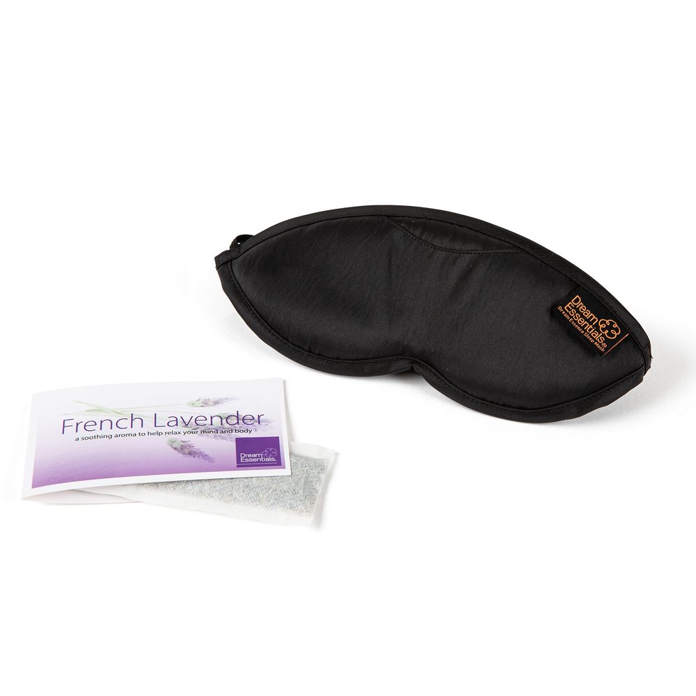 Dream Essentials Dream Essence Aromatherapy Sleep Mask, Handmade in The USA, Comes with Removable Organic French Lavender Sachet (Midnight Black)