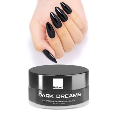 Nailboo Dip Powder for Nails, Dark Dreams  Black Nail Dipping Powder, Custom Made with Highly Pigmented Ultra-Fine Formula, No UV Light Needed, DIY Nails at Home for Beginners or Pros, 0.5 oz