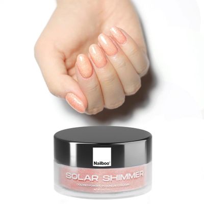 Nailboo Dip Powder for Nails, Solar Shimmer Peach Glitter Nail Dipping Powder, Custom Made with Highly Pigmented Ultra-Fine Formula, No UV Light Needed, DIY Nails at Home for Beginners or Pros, 0.5 oz